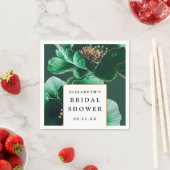 エメラルドグリーンフラワー モダンエレガント ブライダルシャワー スタンダードカクテルナプキン (インサイチュ)