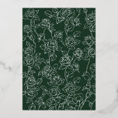 エメラルドグリーンフローラアーチバタフライ結婚ズ金ゴールド 箔招待状 (裏面)
