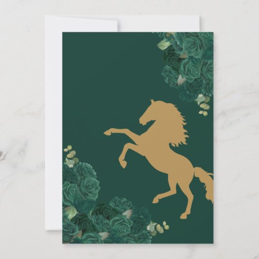 エメラルドグリーンフローラウエスタンチャラキンセアニェラ 招待状 (裏面)