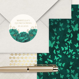 エメラルドグリーンフローラエレガントキンセアニェラ ラウンドシール