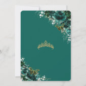 エメラルドグリーンフローラキンセアニェラスウィート16誕生日 招待状 (裏面)