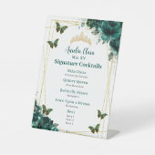 エメラルドグリーンフローラキンセアニェラバーカクテルメニュー 台座サイン (正面)