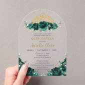 エメラルドグリーンフローラキンセアニェラプリンセスクラウン アクリル招待状 (インサイチュ (ポータブル))