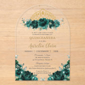 エメラルドグリーンフローラキンセアニェラプリンセスクラウン アクリル招待状 (正面)