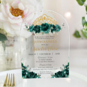 エメラルドグリーンフローラキンセアニェラプリンセスクラウン アクリル招待状