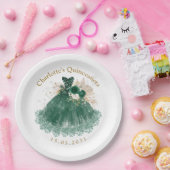 エメラルドグリーンフローラキンセアニェラプリンセスドレス ペーパープレート (パーティー)