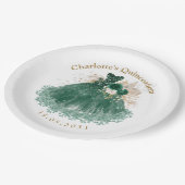 エメラルドグリーンフローラキンセアニェラプリンセスドレス ペーパープレート (アングル)