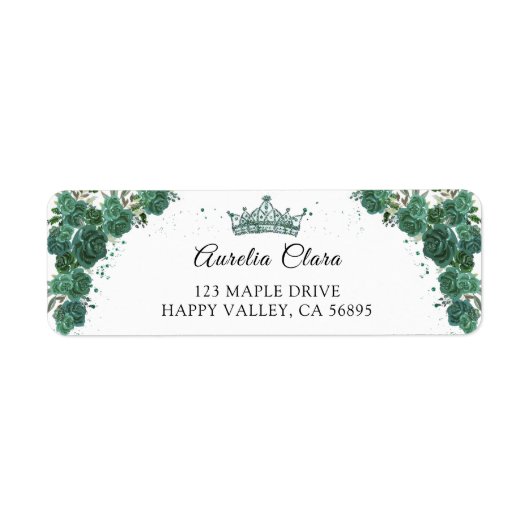 エメラルドグリーンフローラキンセアニェラ差出人住所 ラベル (正面)