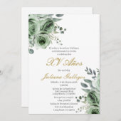 エメラルドグリーンフローラキンセアニェラ招待 招待状 (正面/裏面)