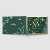 エメラルドグリーンフローラキンセアニラクインズ15 XV金ゴールド ゲストブック (全面)