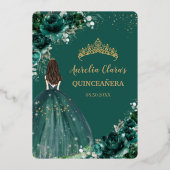 エメラルドグリーンフローラキンセアニラクインズ15 XV金ゴールド 箔招待状 (裏面)