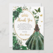 エメラルドグリーンフローラキンセアニラブラウンプリンセス サンキューカード (正面)