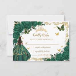 エメラルドグリーンフローラキンセアニラブラウンプリンセス 出欠カード