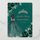 エメラルドグリーンフローラキンセアニラ15 XVバラ金ゴールド 箔招待状 (裏面)