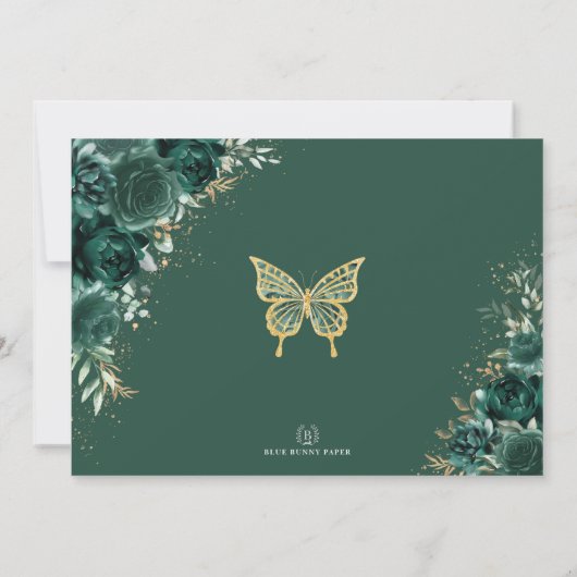 エメラルドグリーンフローラキンセニェラプリンセス写真 招待状 (裏面)