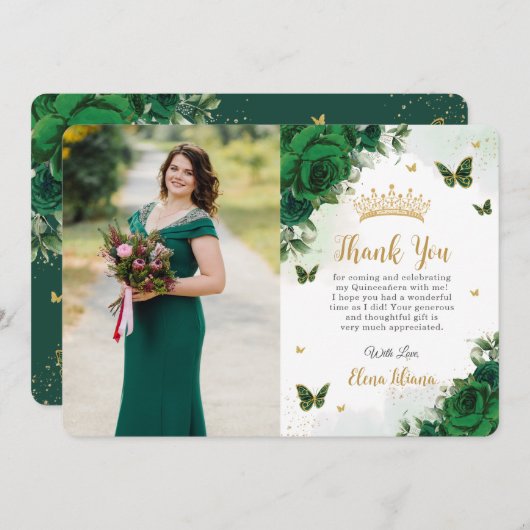 エメラルドグリーンフローラクインセアニェラ甘い16写真 サンキューカード (正面/裏面)