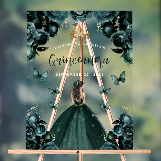 エメラルドグリーンフローラクインセアニラウェルカム アクリルサイン (ニュートラル)