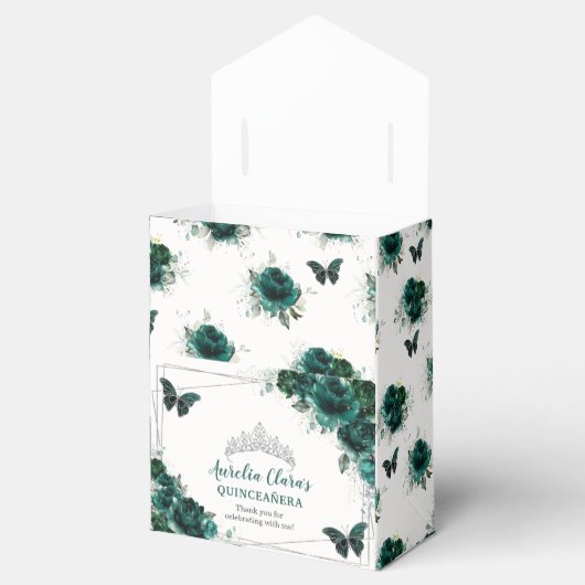 エメラルドグリーンフローラシルバーキンセアニラバタフライ フェイバーボックス (オープン)