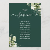 エメラルドグリーンフローラシーティングプランテーブル番号 招待状 (正面)