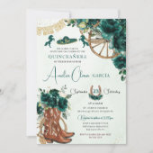 エメラルドグリーンフローラチャロ女性のカーボーイキンセアニェラ 招待状 (正面)