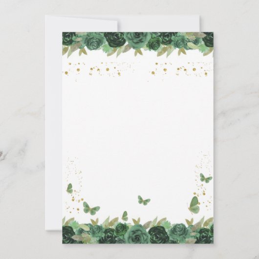 エメラルドグリーンフローラティアラバタフライキンセアニェラ セーブザデート (裏面)