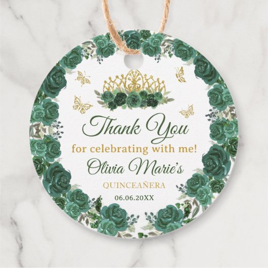 エメラルドグリーンフローラティアラバタフライキンセアニェラ フェイバータグ (裏面)