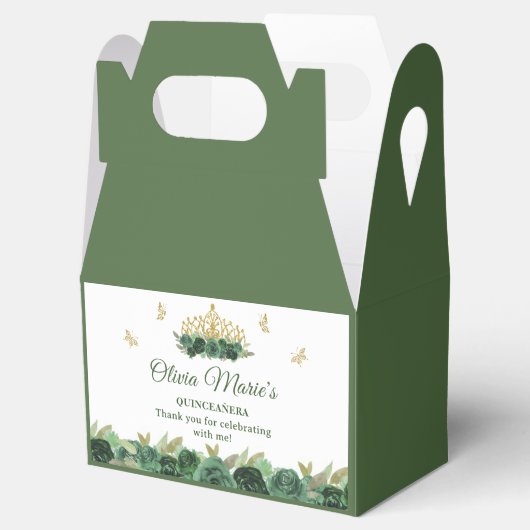 エメラルドグリーンフローラティアラバタフライキンセアニェラ フェイバーボックス (オープン)