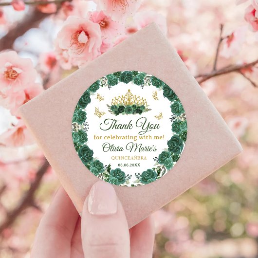 エメラルドグリーンフローラティアラバタフライキンセアニェラ ラウンドシール