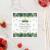 エメラルドグリーンフローラティアラ+バタフライキンセアニェラ スタンダードカクテルナプキン (インサイチュ)