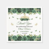 エメラルドグリーンフローラティアラ+バタフライキンセアニェラ スタンダードカクテルナプキン (正面)