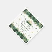 エメラルドグリーンフローラティアラ+バタフライキンセアニェラ スタンダードカクテルナプキン (角)