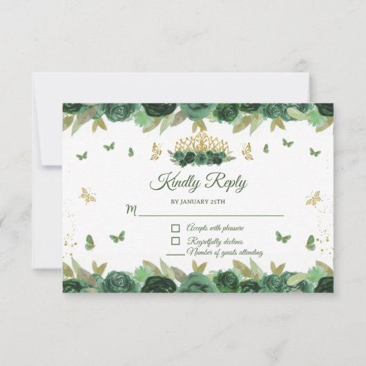 エメラルドグリーンフローラティアラ+バタフライキンセアニェラ 出欠カード (裏面)