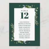 エメラルドグリーンフローラテーブル番号座席表 招待状 (裏面)