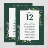 エメラルドグリーンフローラテーブル番号座席表 招待状 (正面/裏面)
