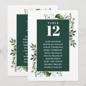 エメラルドグリーンフローラテーブル番号座席表 招待状 (正面/裏面)