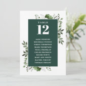 エメラルドグリーンフローラテーブル番号座席表 招待状 (スタンド正面)