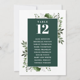 エメラルドグリーンフローラテーブル番号座席表 招待状