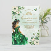 エメラルドグリーンフローラドレスバタフライキンセアニラ 招待状 (スタンド正面)