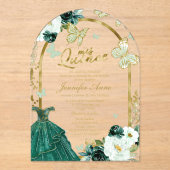 エメラルドグリーンフローラバタフライキンセニェラ アクリル招待状 (正面)