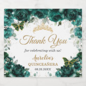 エメラルドグリーンフローラバラ蝶の好意 スパークリングワインラベル (シングルラベル)