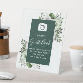 エメラルドグリーンフローラフォトゲストブック結婚ズ 台座サイン (インサイチュ)