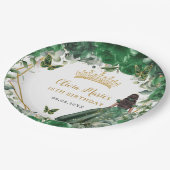 エメラルドグリーンフローラブラウンプリンセス18誕生日 ペーパープレート (アングル)