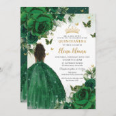 エメラルドグリーンフローラプリンセスキンセアニラスウィート16 招待状 (正面/裏面)