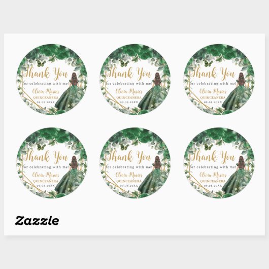 エメラルドグリーンフローラプリンセスクインセアニラフェイヴェ ラウンドシール (シート)