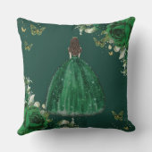 エメラルドグリーンフローラプリンセスドレスキンセアニラ クッション (裏面)
