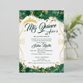 エメラルドグリーンフローラミクリンキンセアニェラ 箔招待状 (立ち正面)