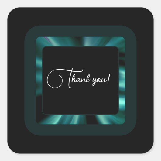 エメラルドグリーンフローラモダン – サンキューデザイン スクエアシール (正面)