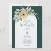 エメラルドグリーンフローラユーカリ非結婚写真 招待状 (正面)