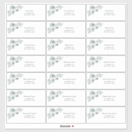 エメラルドグリーンフローララインアートゲストアドレス シール