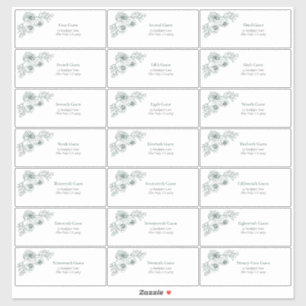 エメラルドグリーンフローララインアートゲストアドレス シール